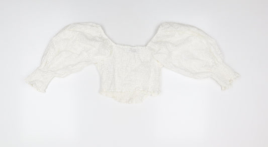 Womens UK Size XS Zara White Cropped Blouse