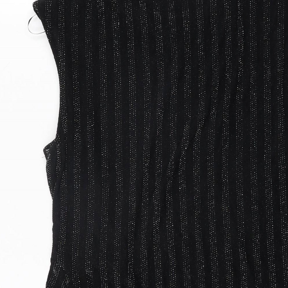 Womens UK Size 12 Roman Black Basic T-Shirt