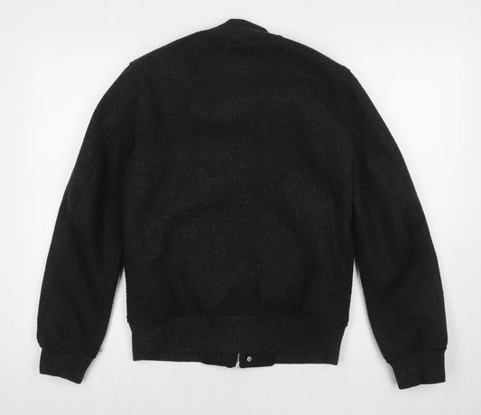 Zara Mens Grey Bomber Jacket Coat Size S Zip