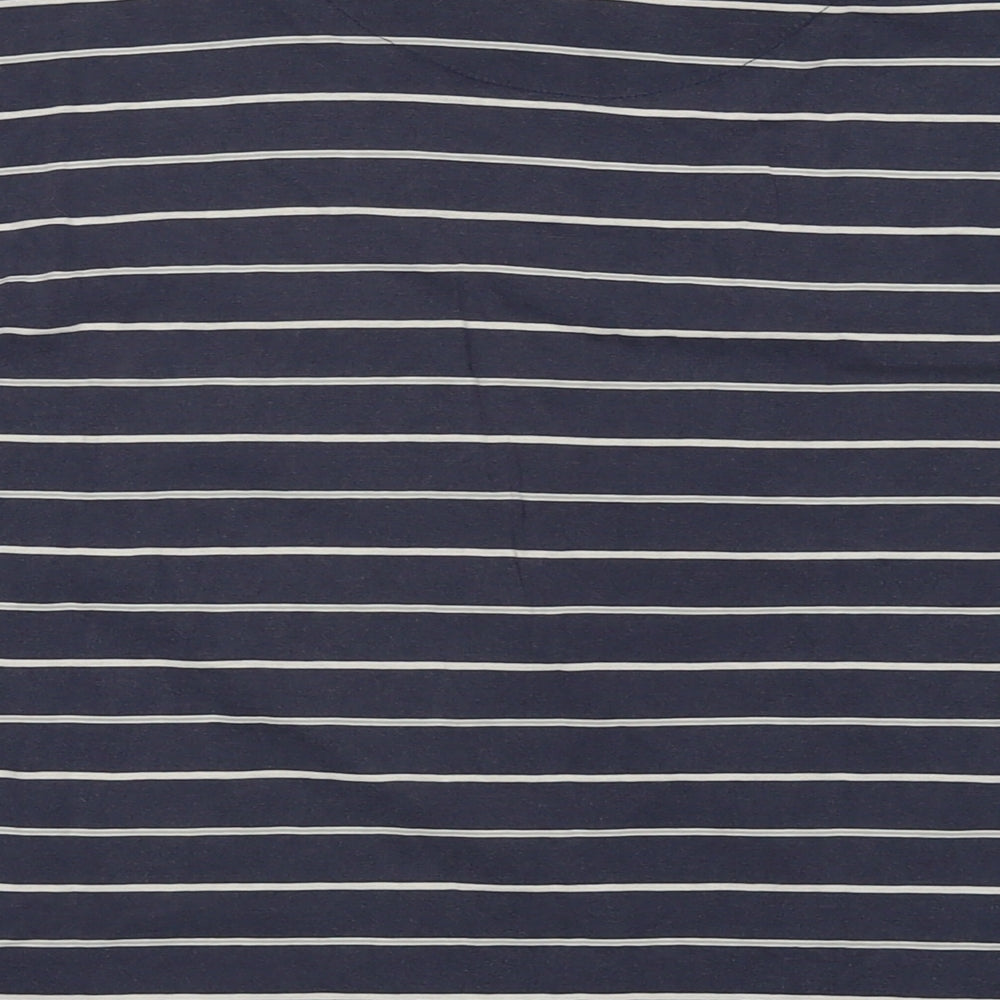 Maine Mens Blue Striped Cotton T-Shirt Size M Round Neck