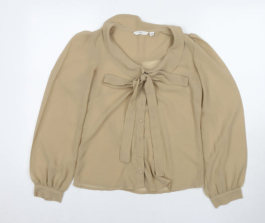 Womens UK Size 10 New Look Brown Basic Button-Up