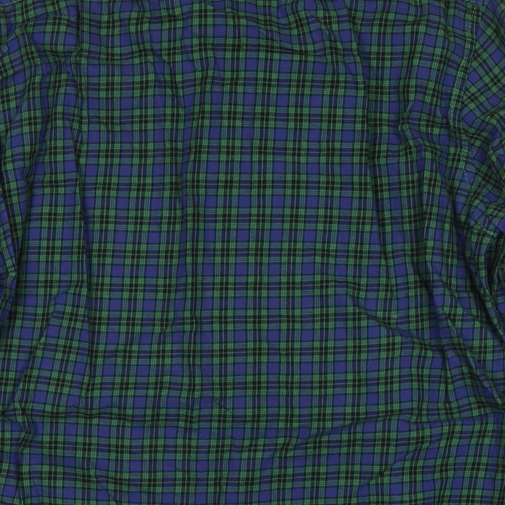 H&M Mens Green Check Cotton Button-Up Size M Collared Button