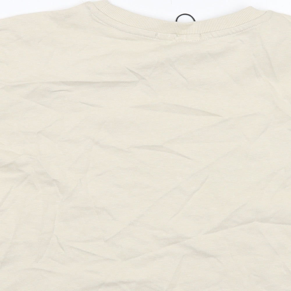 Womens UK Size M Stradivarius Beige Basic T-Shirt