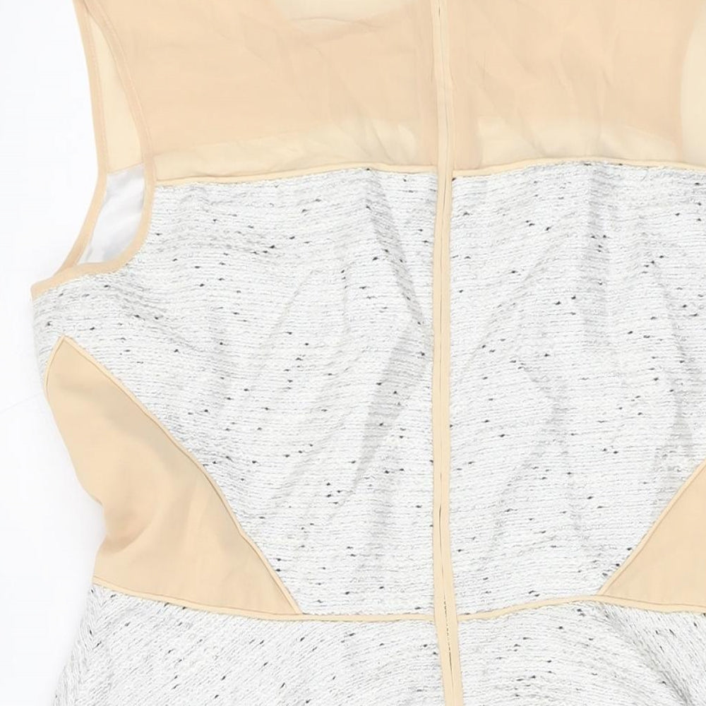 Coast Womens Grey Acrylic A-Line Size 14 Round Neck Zip