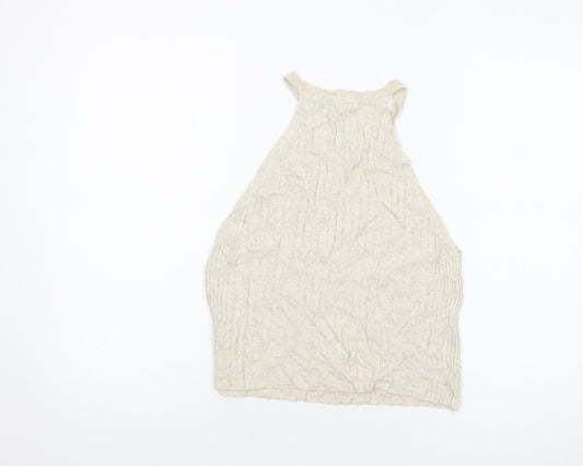 Womens UK Size M Topshop Beige Basic Tank