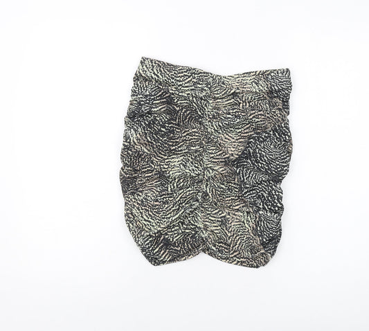 H&M Womens Beige Animal Print Polyester Mini Skirt Size S