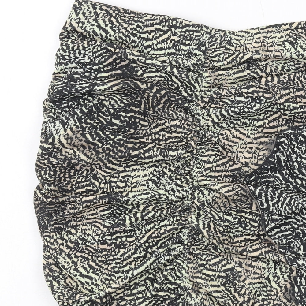 H&M Womens Beige Animal Print Polyester Mini Skirt Size S
