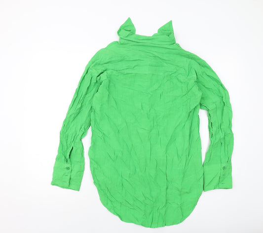 Womens UK Size XS H&M Green Basic Button-Up