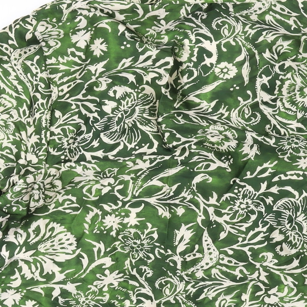 Womens UK Size XS Zara Green Basic Button-Up