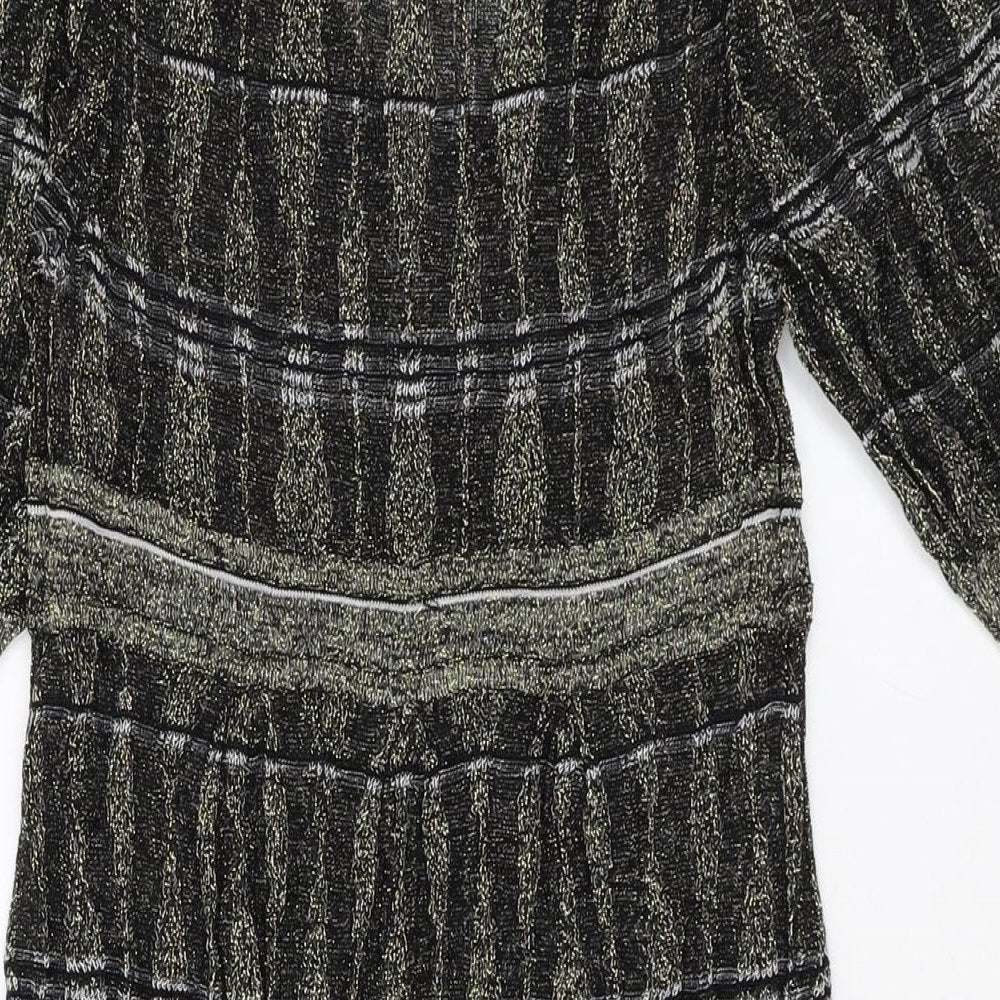 Oasis Womens Gold Viscose Jumper Dress Size 12 V-Neck Pullover