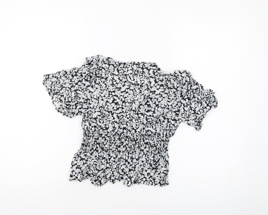 Womens UK Size 14 Missguided Blue Cropped Blouse