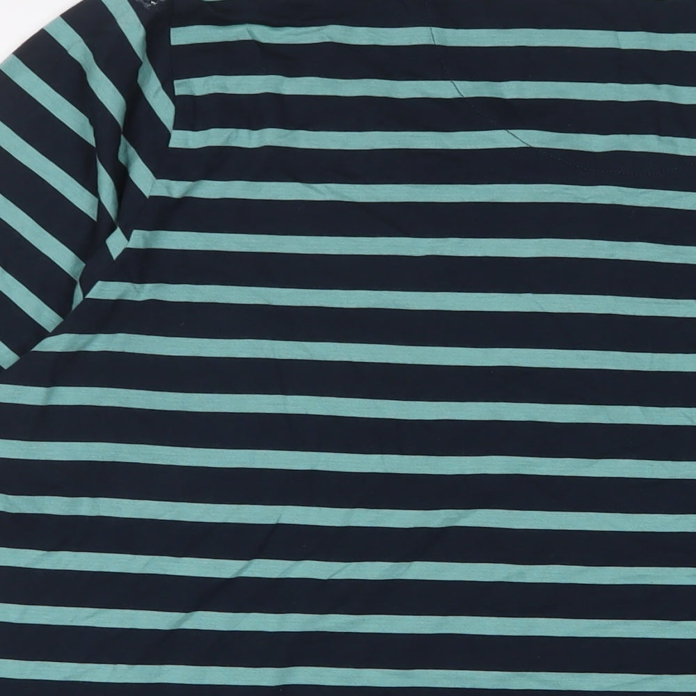 Livergy Mens Blue Striped Cotton T-Shirt Size 2XL Round Neck
