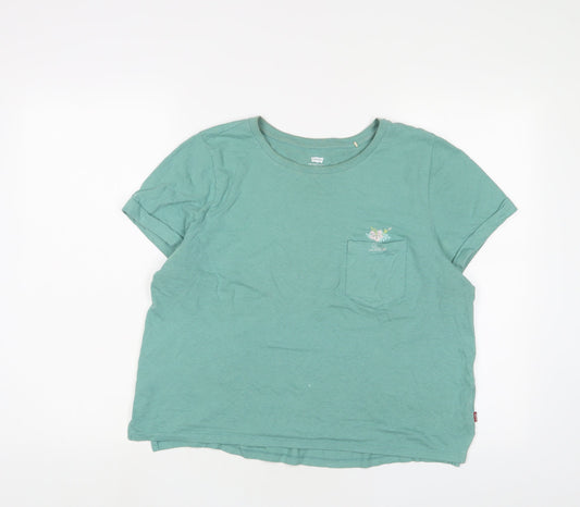 Womens UK Size M Levi's Green Cropped T-Shirt