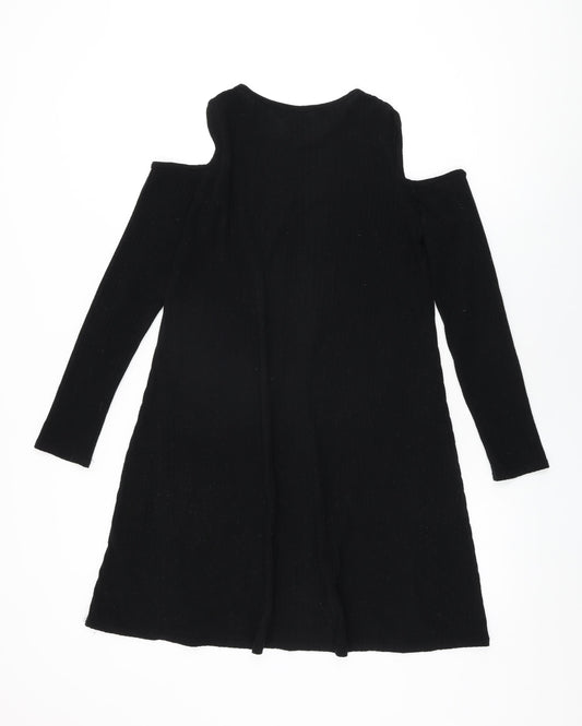 Boohoo Womens Black Polyester Shift Size 10 Round Neck Pullover