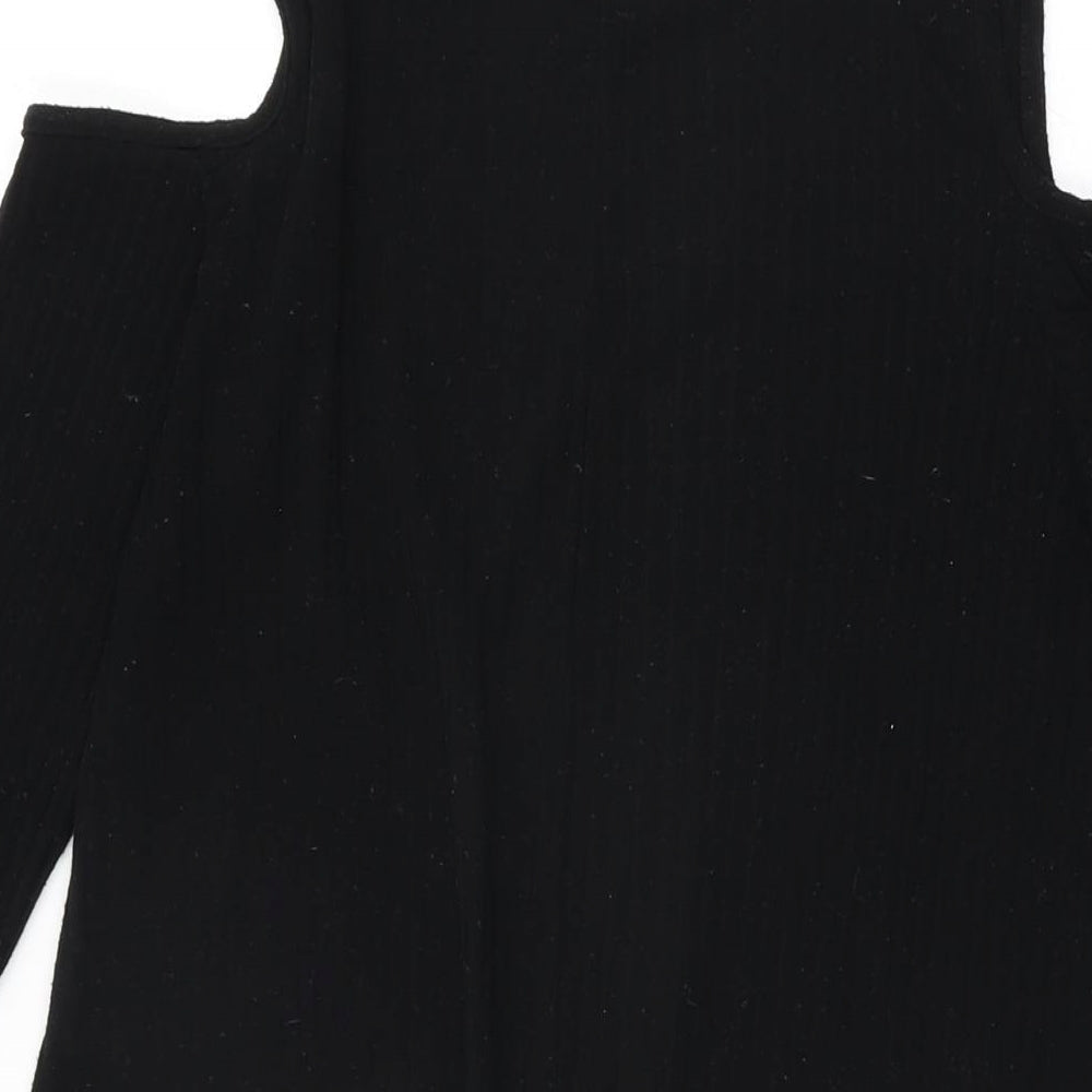 Boohoo Womens Black Polyester Shift Size 10 Round Neck Pullover