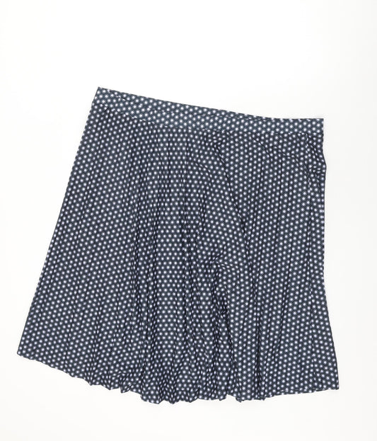 Marks and Spencer Womens Blue Geometric Polyester Swing Skirt Size 24