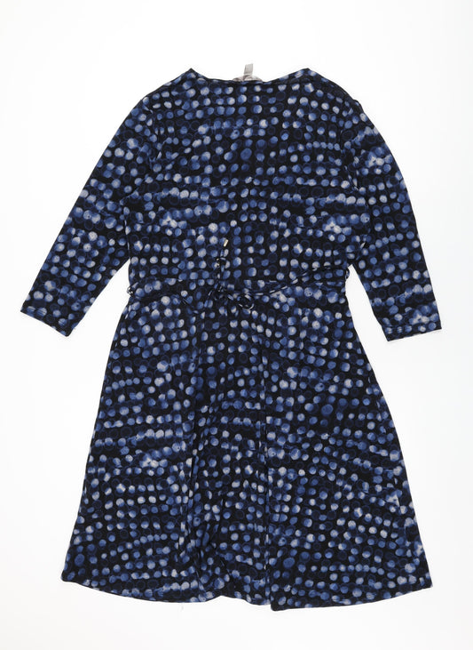 H&M Womens Black Polka Dot Polyester A-Line Size XL V-Neck Pullover