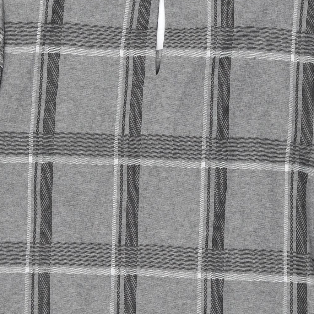 Dorothy Perkins Womens Grey Plaid Polyester Shift Size 16 Round Neck Button