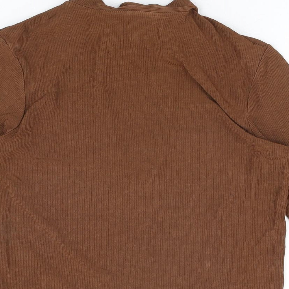 Womens UK Size S Sparkle & Fade Brown Basic T-Shirt