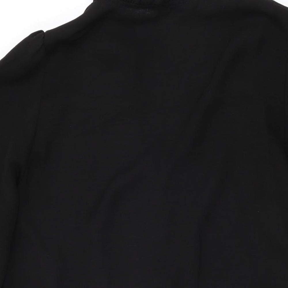 New Look Womens Black Polyester Shift Size 12 Round Neck Button