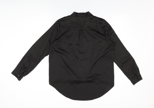 Glamorous Womens Black Polyester Basic Blouse Size M V-Neck