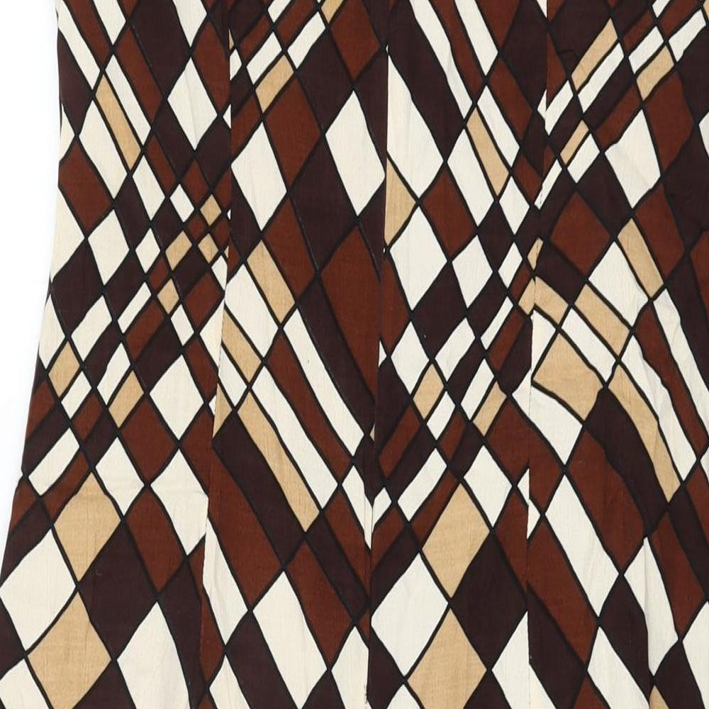 Endora Womens Brown Geometric Viscose Shift Size 10 Round Neck Zip