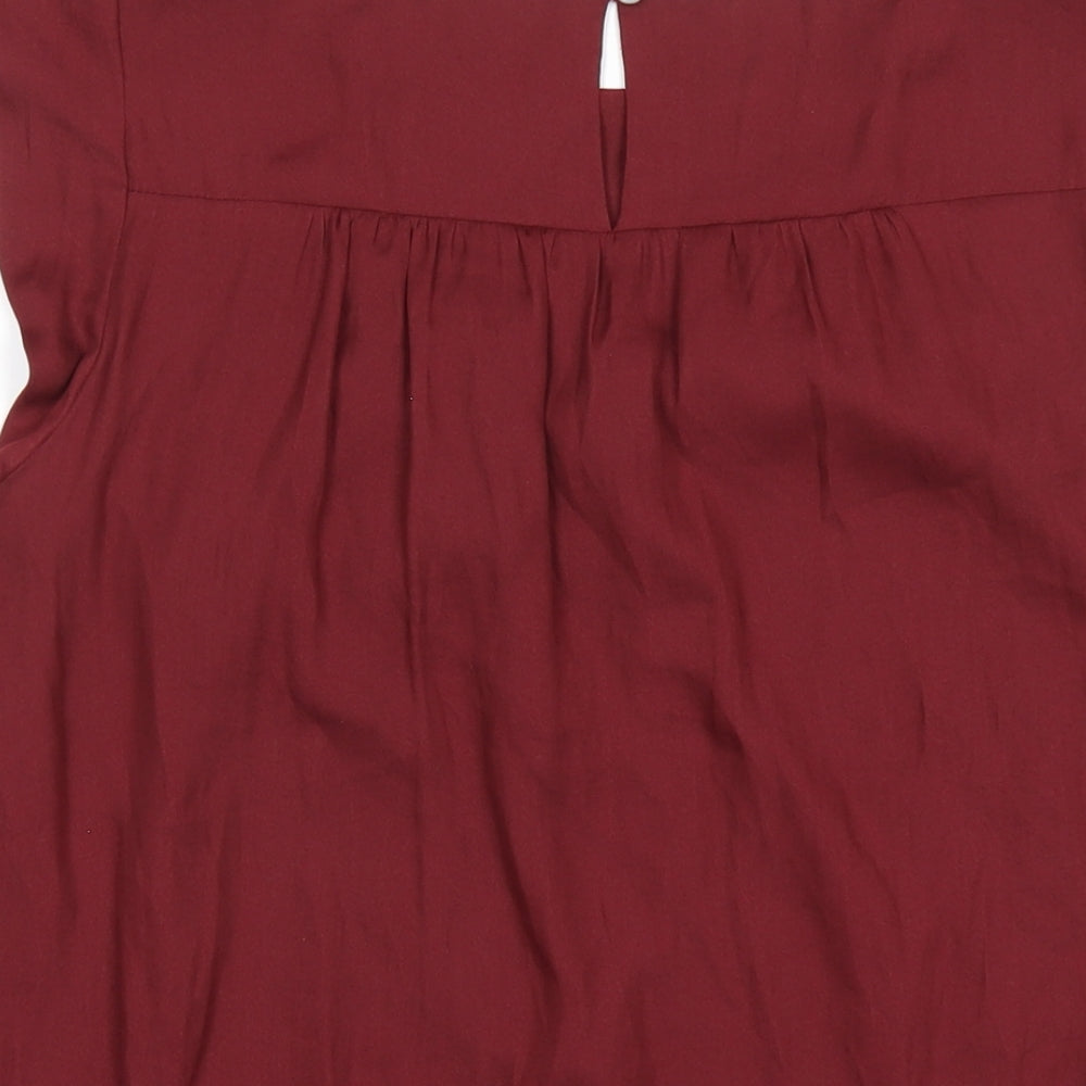 LOFT Womens Red Polyester Basic T-Shirt Size M Round Neck