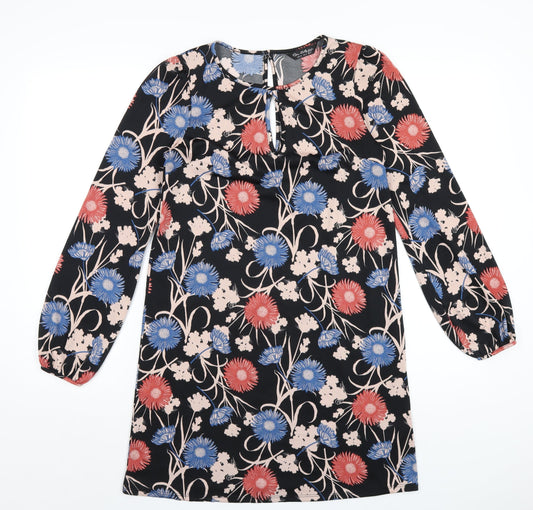 Additional front view of Miss Selfridge women’s multicoloured geometric polyester a-line, size UK 8, round neck button
