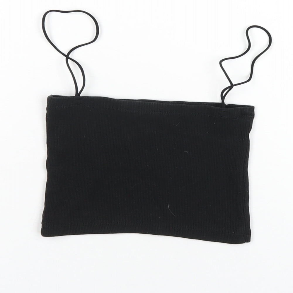 Womens UK Size S Zara Black Cropped T-Shirt
