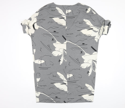 NEXT Womens Grey Geometric Polyester T-Shirt Dress Size 12 Round Neck Pullover