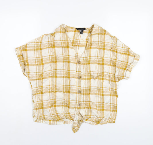Womens UK Size 6 New Look Yellow Basic T-Shirt