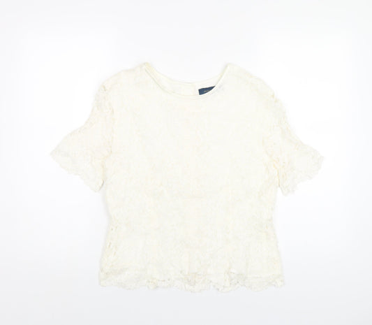 Womens UK Size 14 Debenhams Ivory Basic T-Shirt