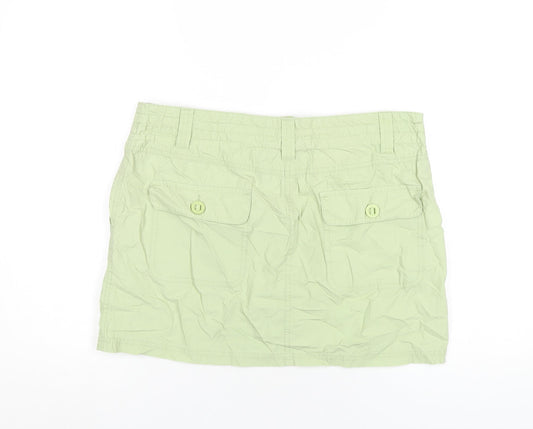 Dorothy Perkins Womens Green Cotton A-Line Skirt Size 14 Zip