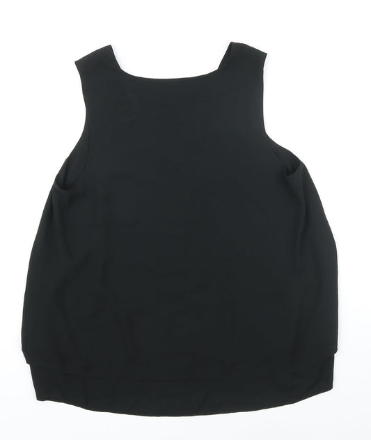 M&S Womens Black Polyester Tunic Blouse Size 12 Scoop Neck