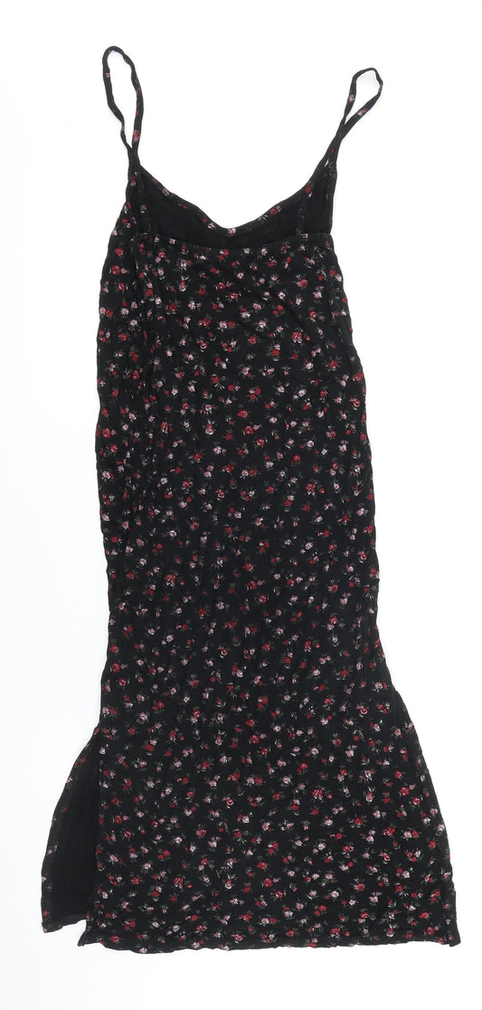 PRETTYLITTLETHING Womens Multicoloured Floral Polyester Tank Dress Size 12 Sweetheart - Side splits