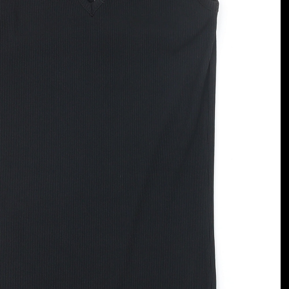 New Look Womens Black Polyester Bodysuit One-Piece Size 14 Snap