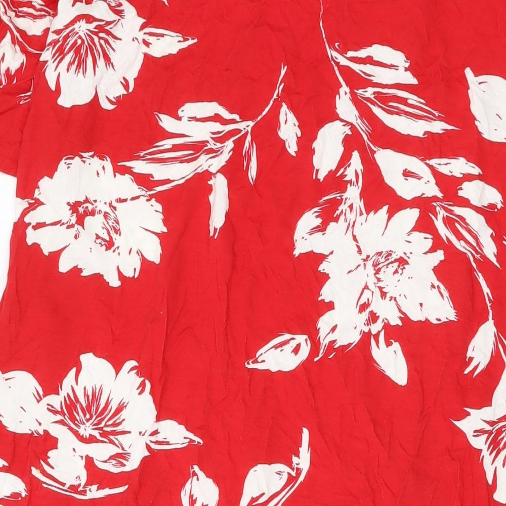 Boohoo Womens Red Geometric Viscose Tank Dress Size 12 Square Neck Pullover