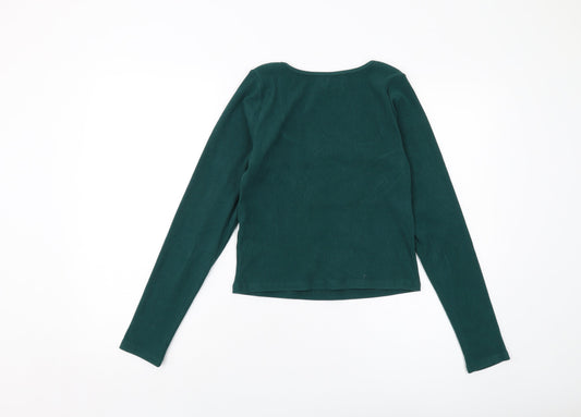 Womens UK Size L Hollister Green Basic Blouse