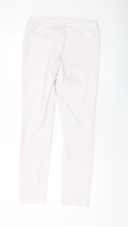 Womens UK Size 6 Ecru Regular Fit Pink Trousers