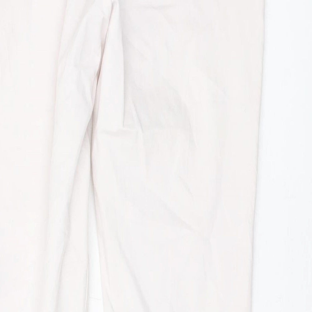 Womens UK Size 6 Ecru Regular Fit Pink Trousers