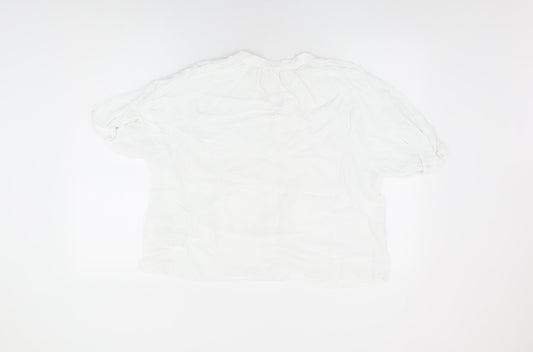 Womens UK Size M H&M White Basic Button-Up