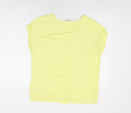 Per Una Womens Yellow Viscose Basic T-Shirt Size 14 Round Neck