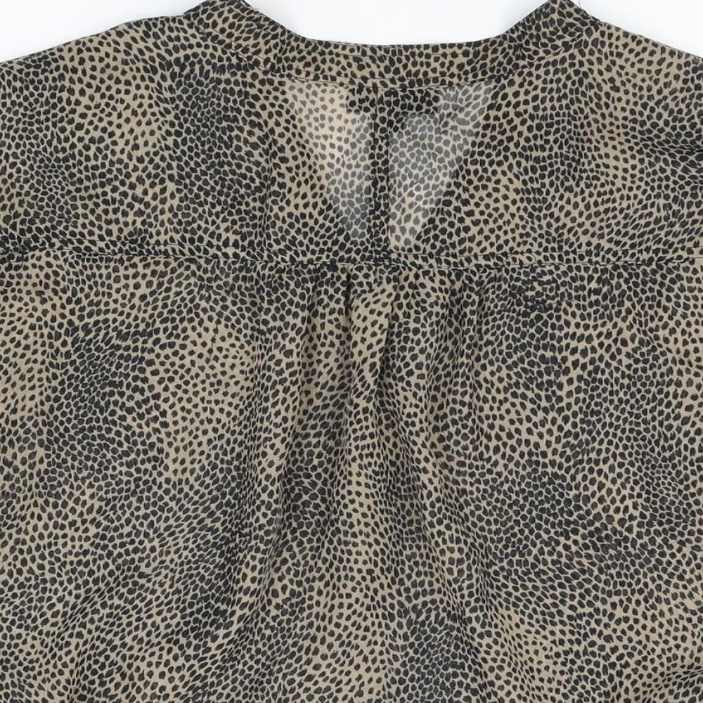 Womens UK Size 8 Topshop Brown Basic Button-Up