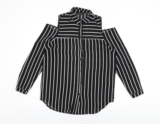 Womens UK Size 10 New Look Black Basic Button-Up