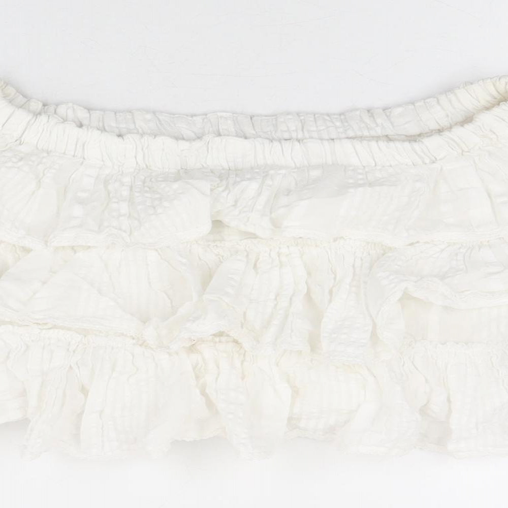 Womens UK Size 6 Topshop White Cropped T-Shirt