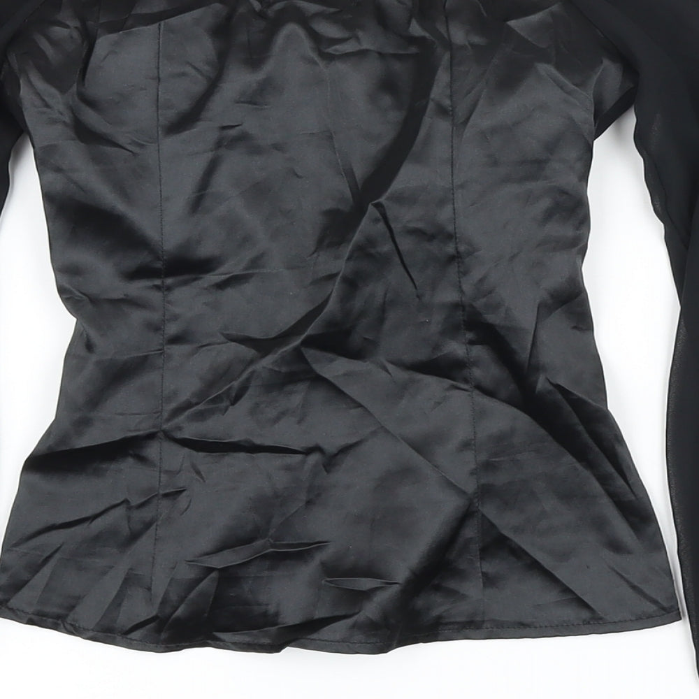 Womens UK Size 4 PRETTYLITTLETHING Black Cropped Blouse
