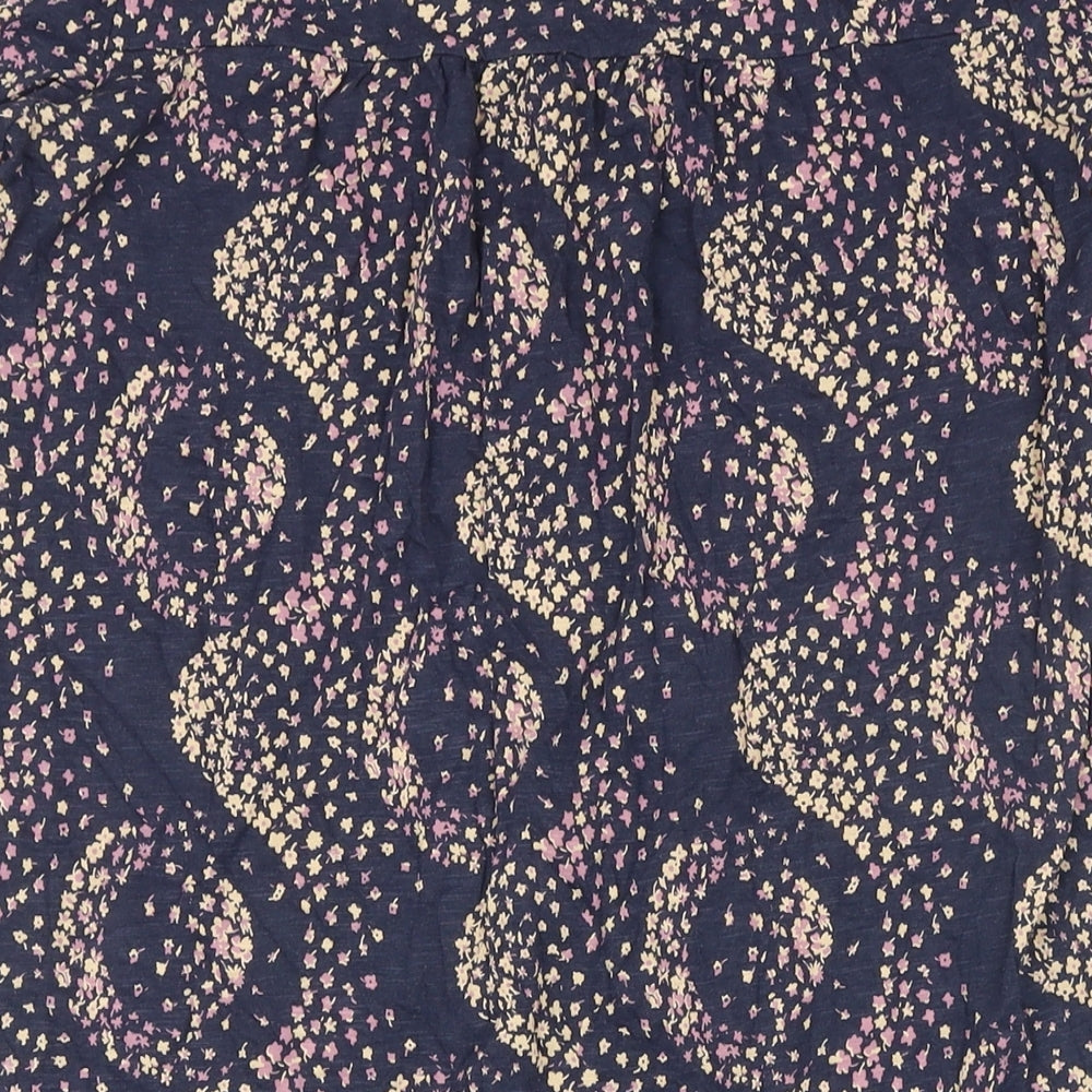 NEXT Womens Blue Floral Cotton Shift Size 14 Boat Neck