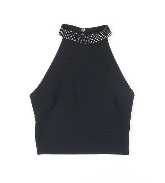 Womens UK Size 6 New Look Black Cropped Blouse