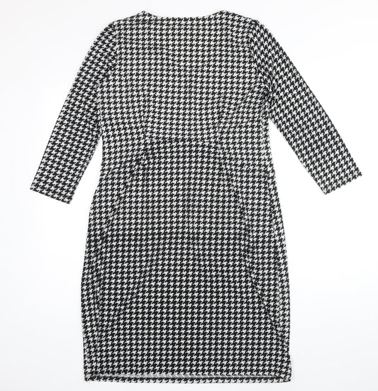 Foil Womens Multicoloured Houndstooth Polyester Shift Size S V-Neck