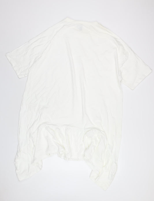 ASOS Womens White Cotton T-Shirt Dress Size 16 Round Neck Pullover